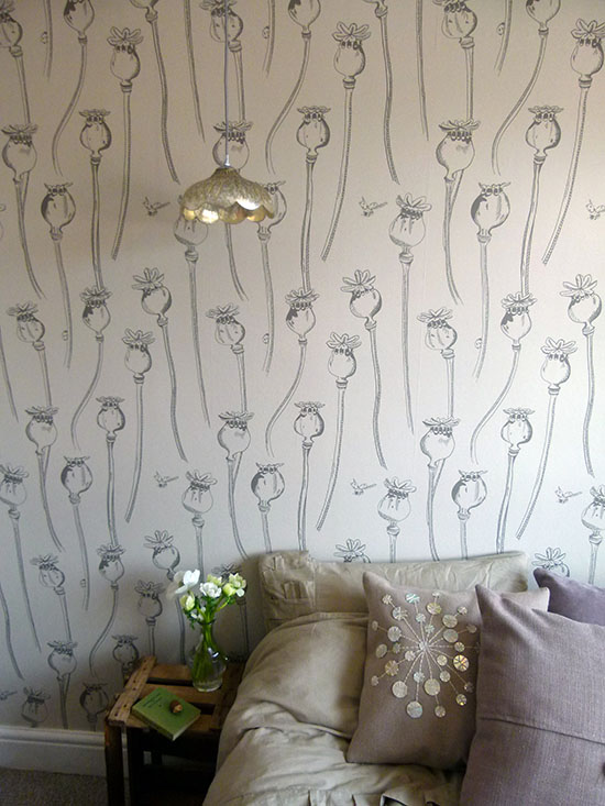 Earth Inke Wallpaper in Poppy Pepper Pots Design- via Audenza