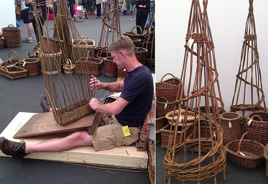 Grow London: Peter Dibble hand weaving obelisks via Audenza