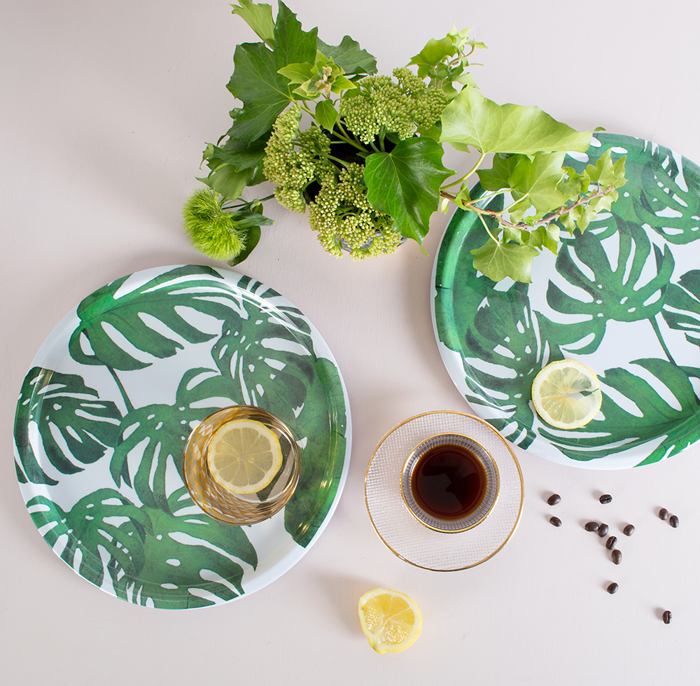 Palms and tropical motifs add some serious wow to your decor, and this melamine tray is a cost effective way to join the trend.
