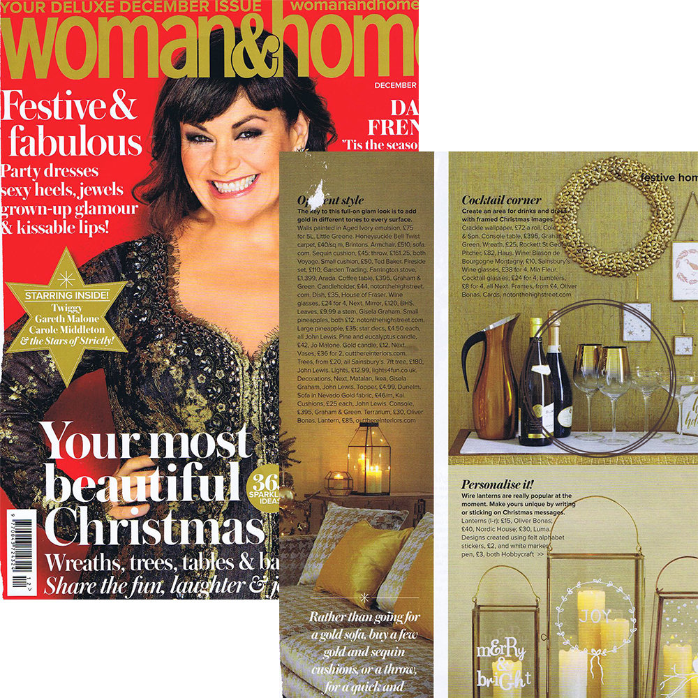 MiaFleur featured in Woman & Home- Gold Wine Glasses