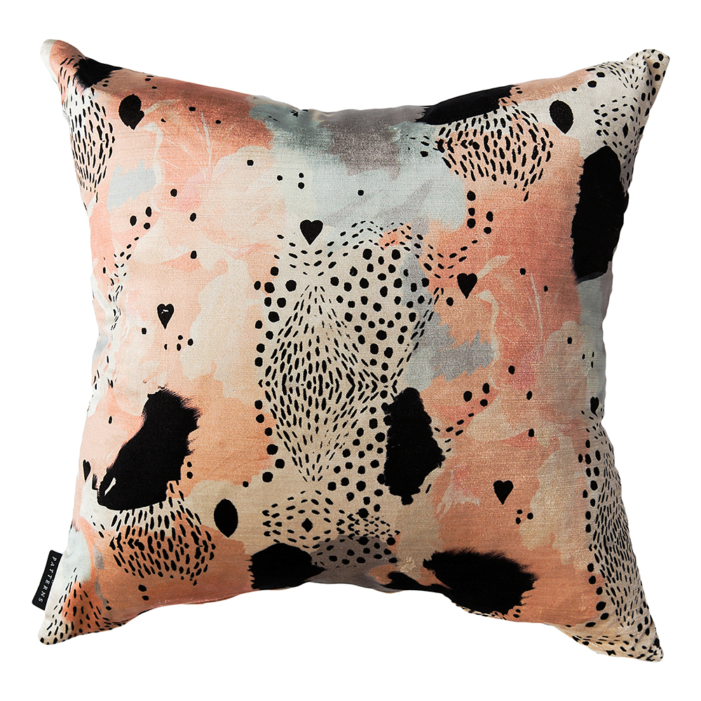 Stunning 'Leopard Love' cushion in peach by 17 Patterns.