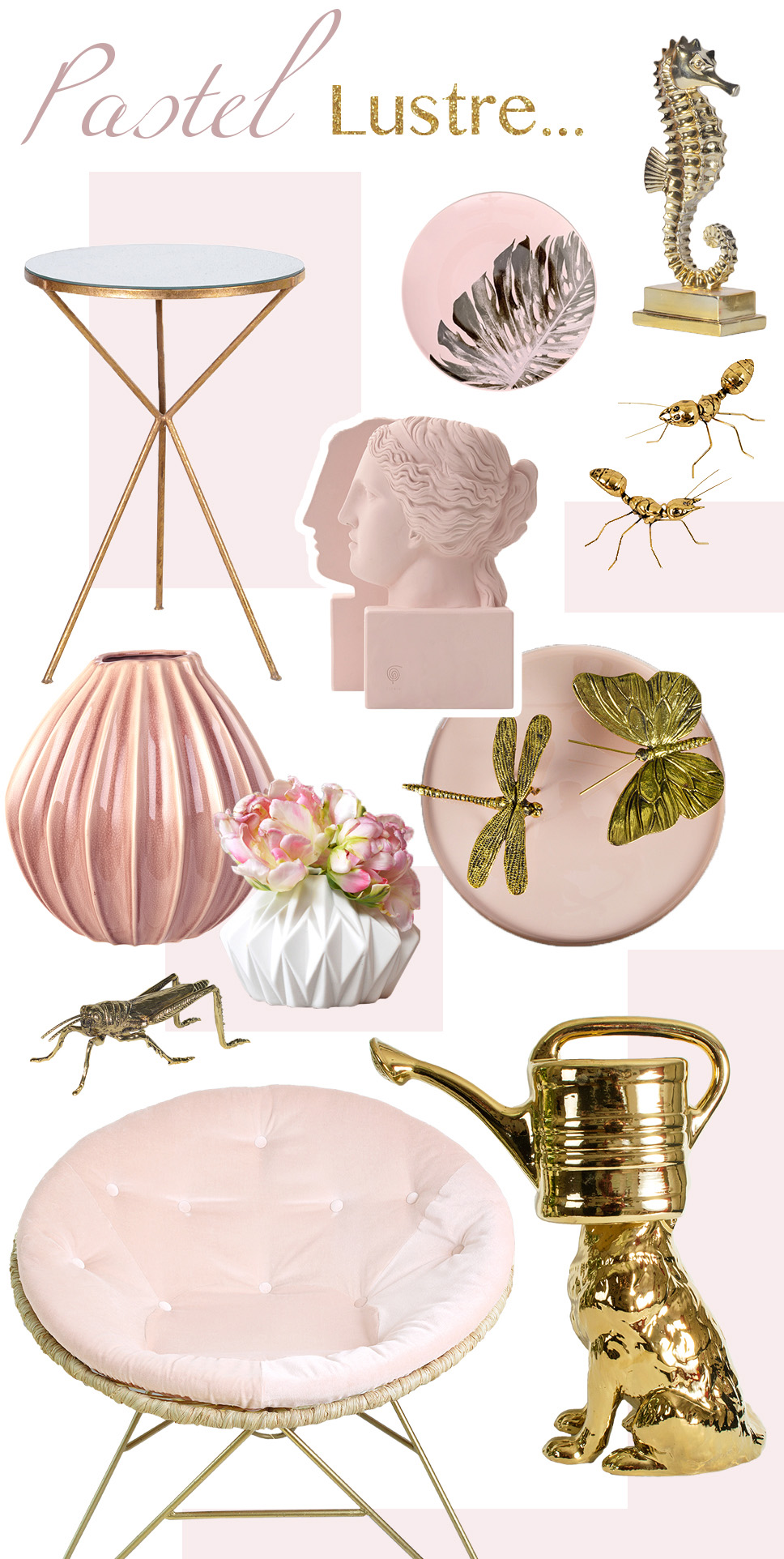 Blush is officially one of the season’s hottest colours for home décor and particularly so when enlivened with a splash of metallic for a really contemporary feel.