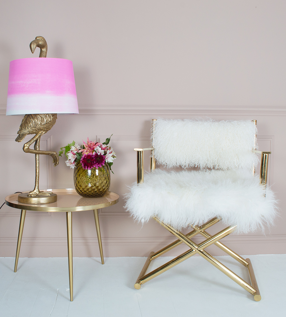 The wonderfully textured Mongolian fur on the chair above, juxtaposed again the uber glam gold frame, makes for a really usual pairing and a perfectly balanced look. 