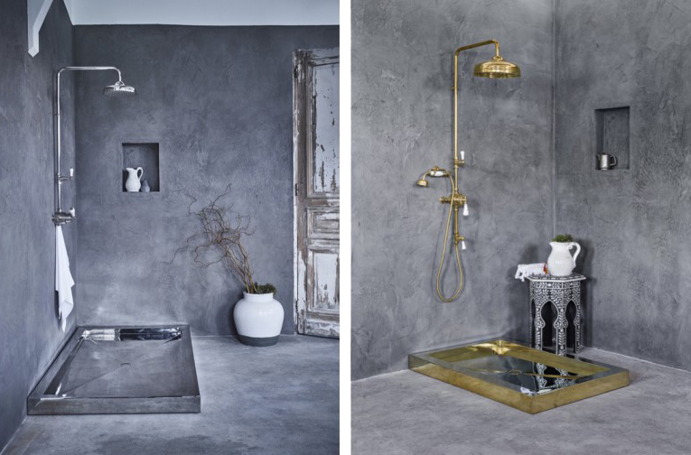 For Hollywood glam you can’t beat a polished brass shower tray - don’t fancy the job of keeping it shiny though!