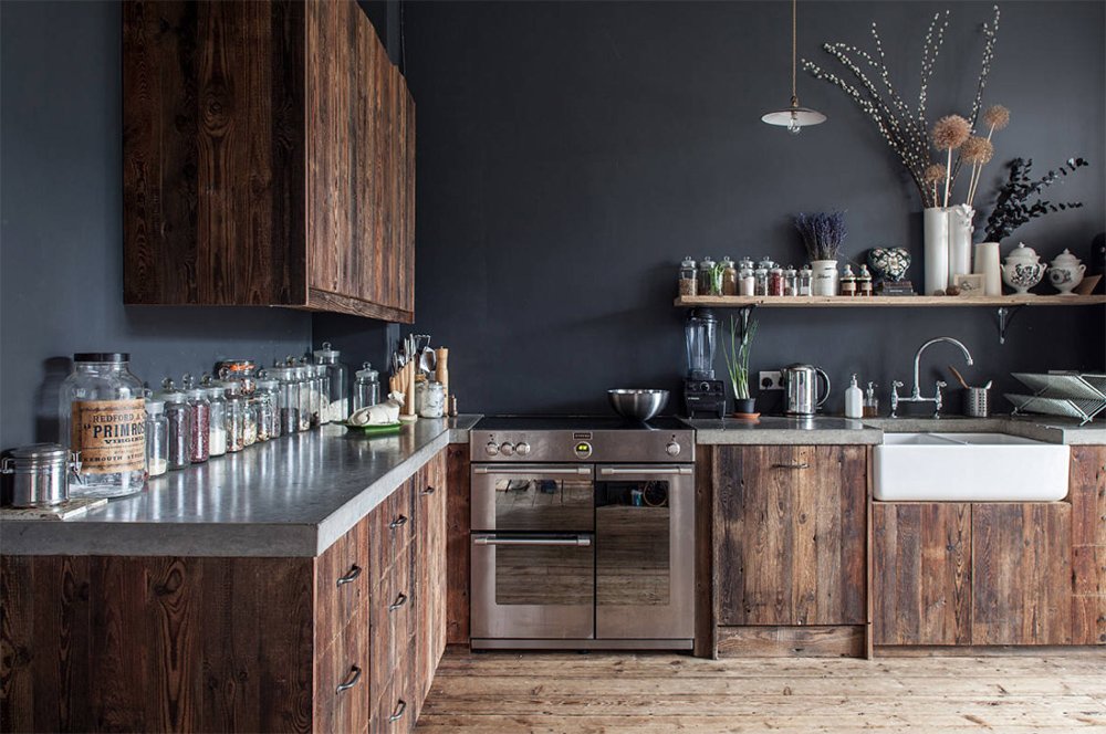 Kitchen style tips and inspiration. Make a dramatic impact with darker wall colours and rich deep wood shades.