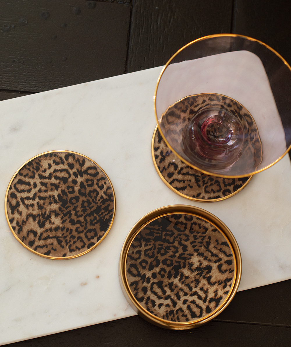Unusual tableware - quirky leopard print coasters