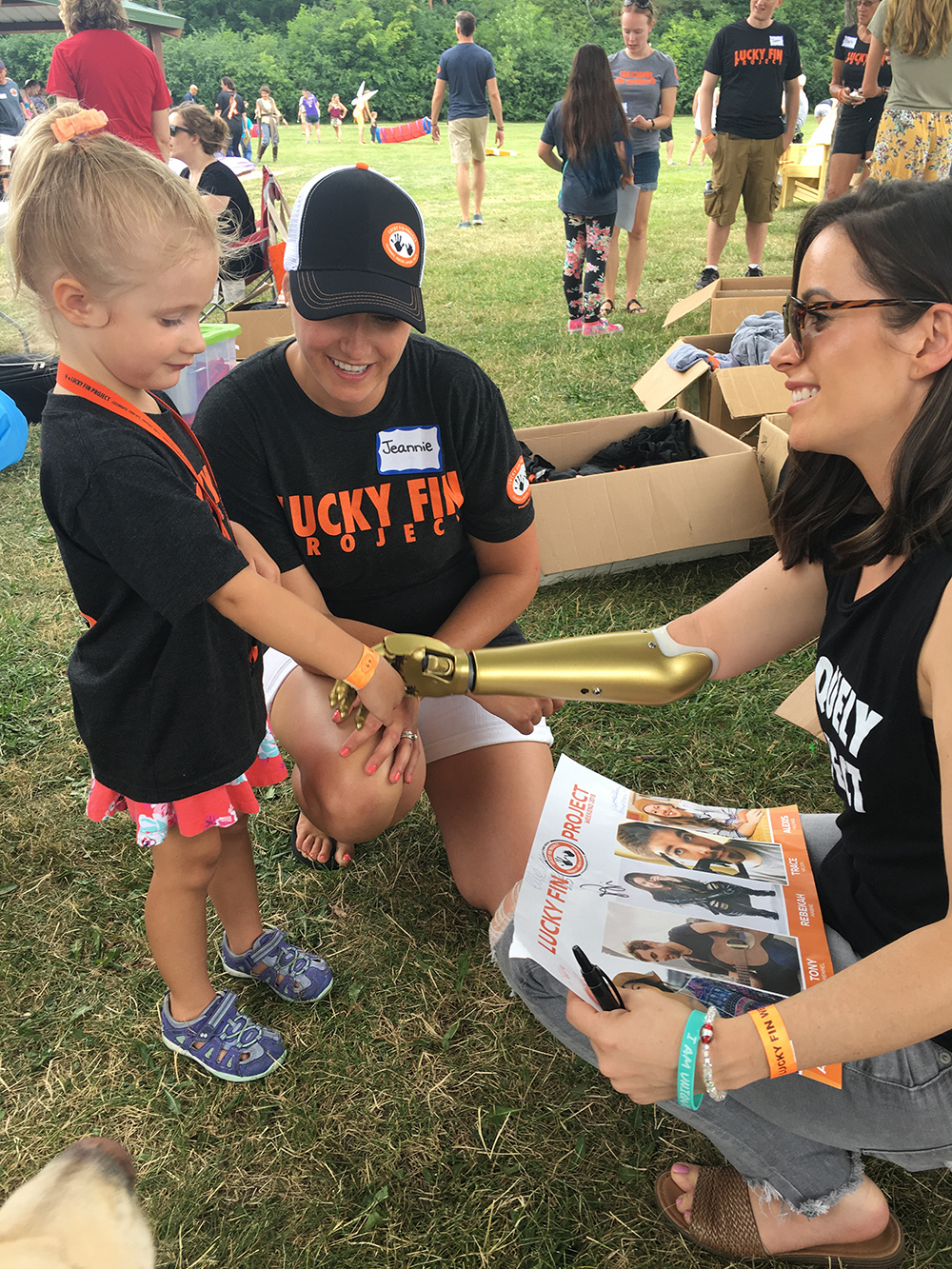 Rebekah Marine, the "Bionic Model", at a weekend supporting The Lucky Fin Project, a non-profit organization that aims to support people with limb differences.