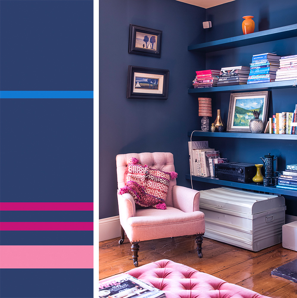 Blue and pink decor inspiration and colour palette idea