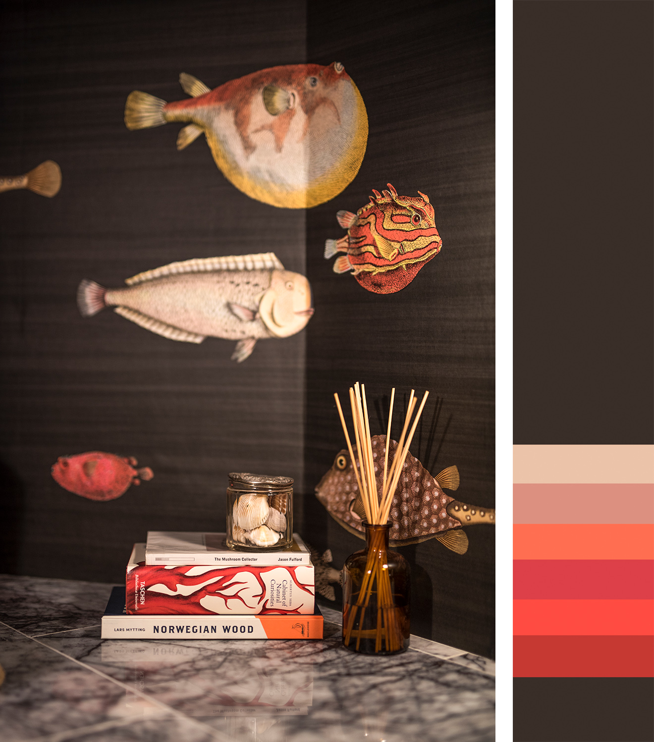 Brown, red and orange interior inspiration - an unusual, but fabulous colour combination 