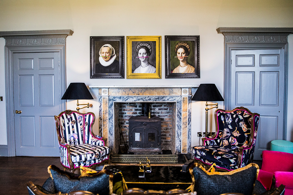 Charlton Hall - quirky wedding venue. Quirky prints and House of Hackney fabric give this traditional library a modern, quirky update.