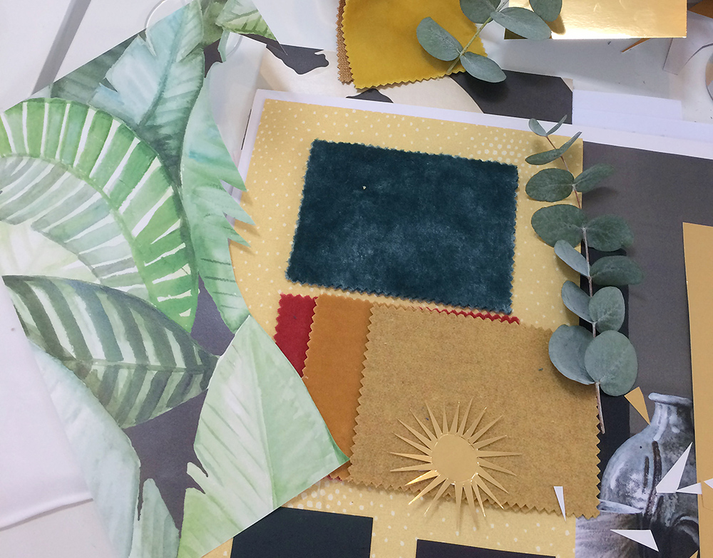 Create a mood board to help you choose your interior decor colour palette