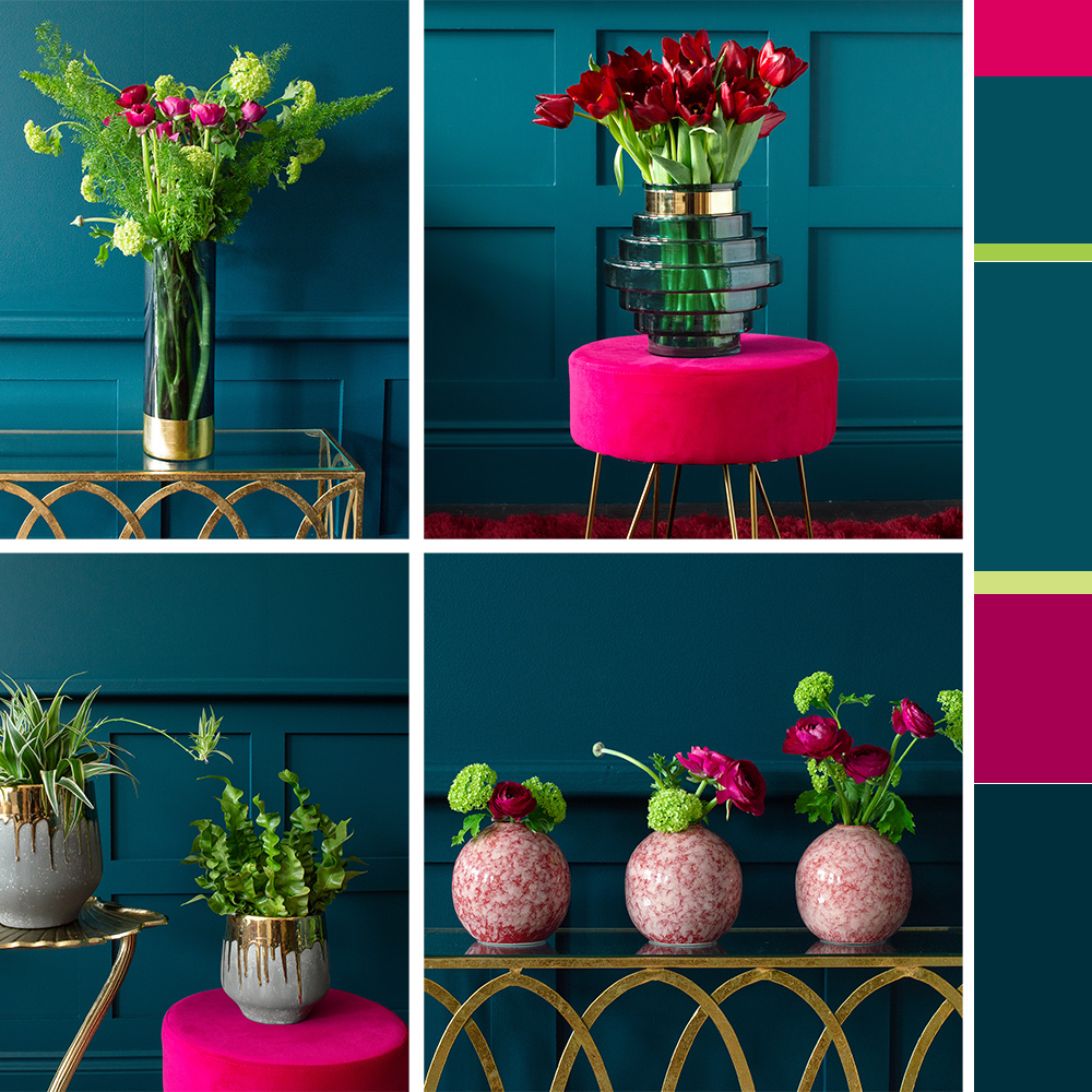 Hot pink and teal colour palette inspiration