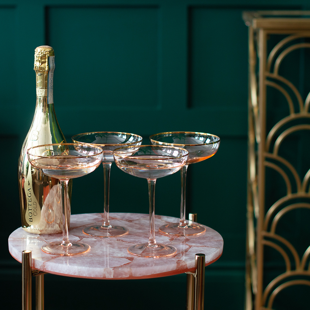 Cool barware - pink cocktail glasses or champagne coupes