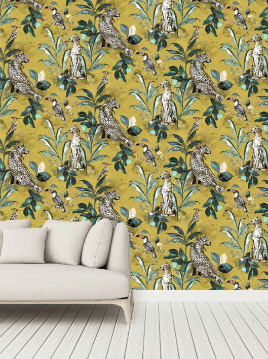 Laura Hyden – Cheetah Wallpaper Mustard Wallpaper