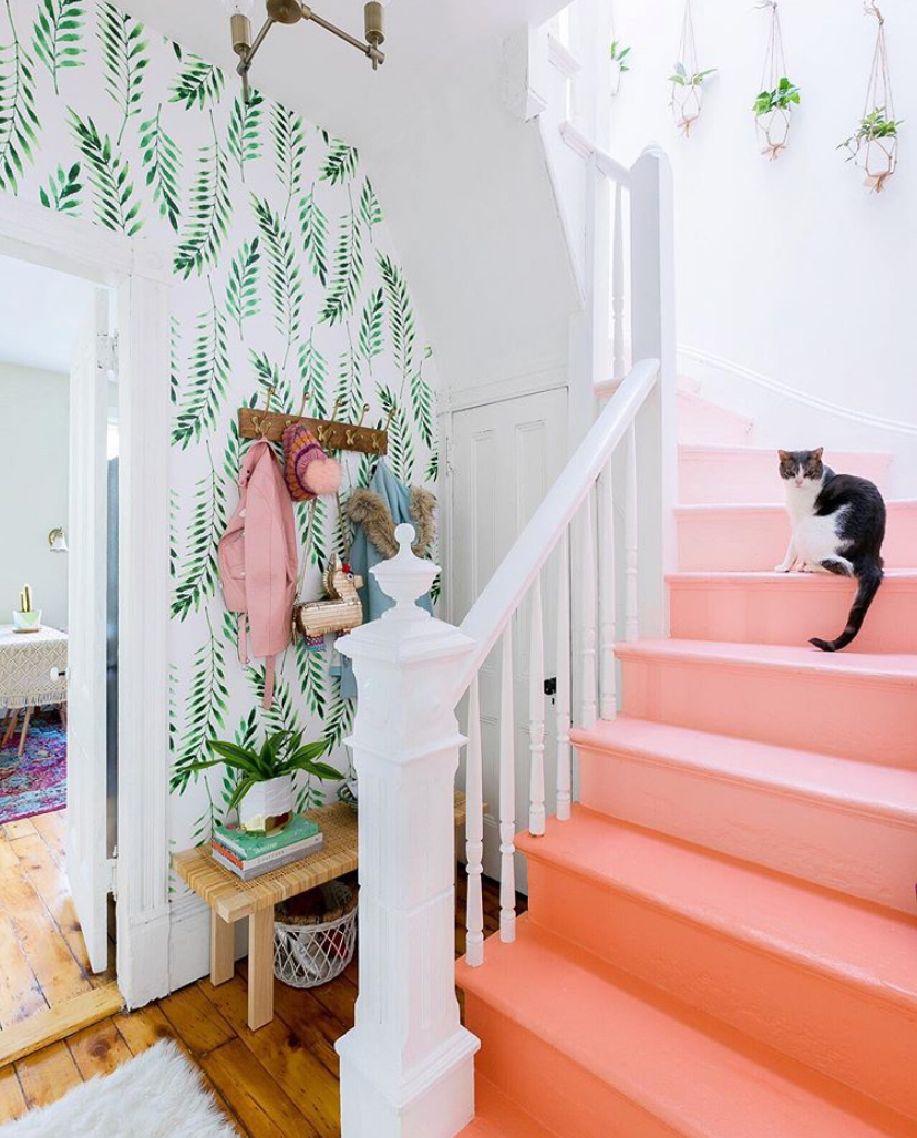 Peach ombre painted staircase