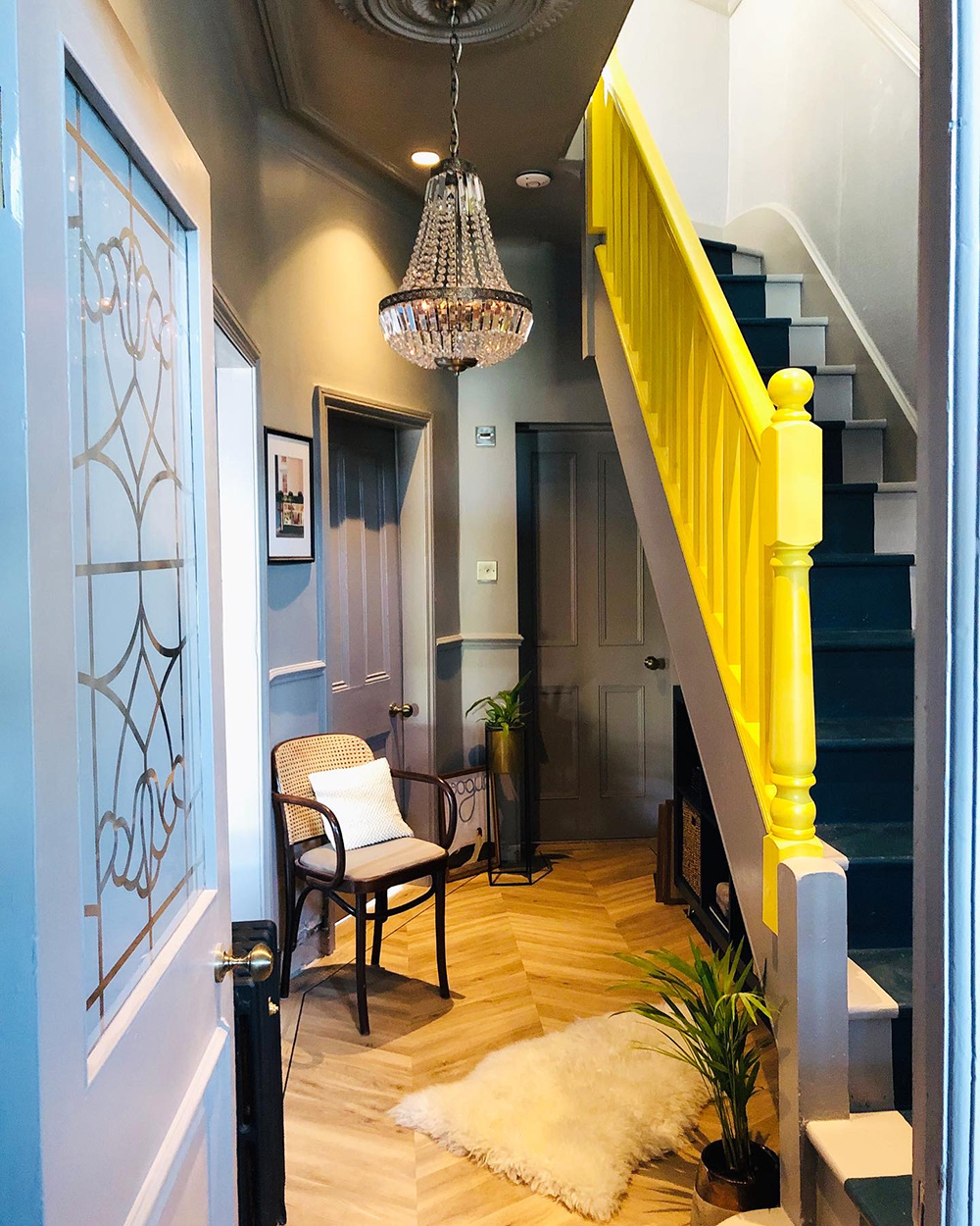Edwardian period home with quirky decor and yellow bannister