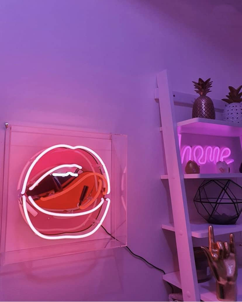 1 Lips Neon Acrylic Box Light, Styled 9 Ways