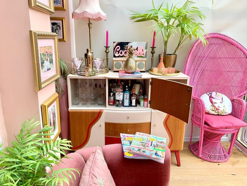 Upcycled vintage sideboard, turned into glamorous drinks cabinet