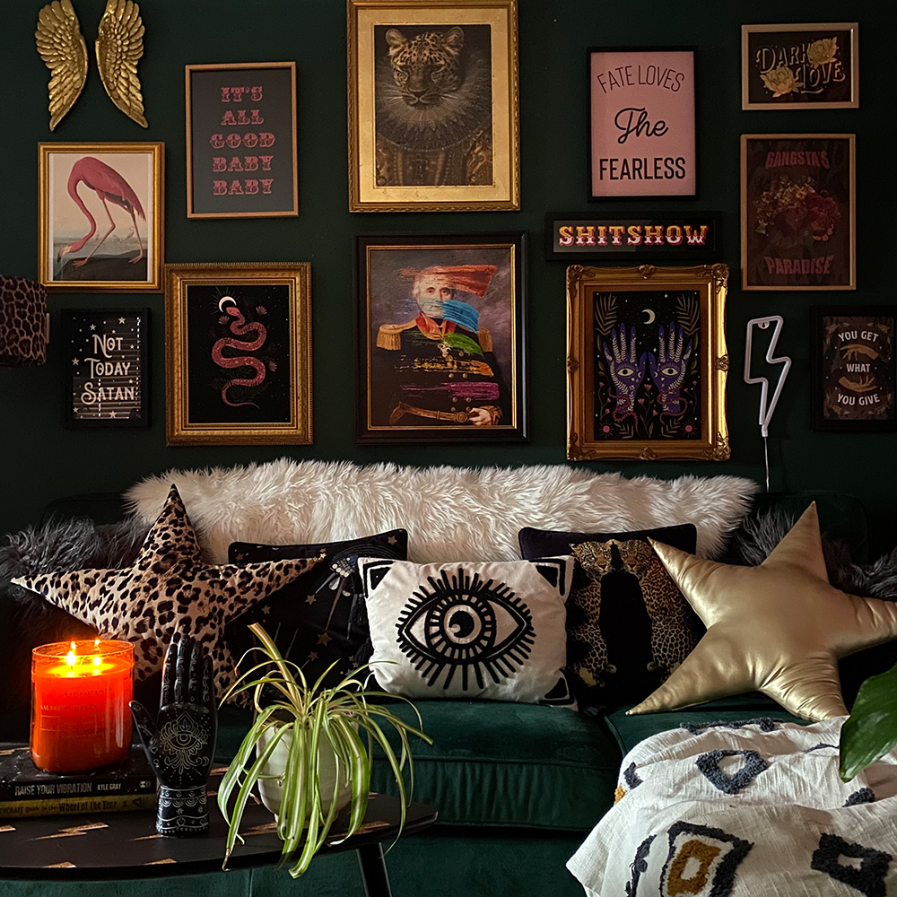 Moody and eclectic gallery wall by @inside.number.twelve 