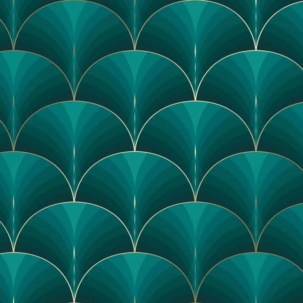 Luxury Blue Art Deco Gold Semi-circle Pattern Wallpaper For, 47% OFF