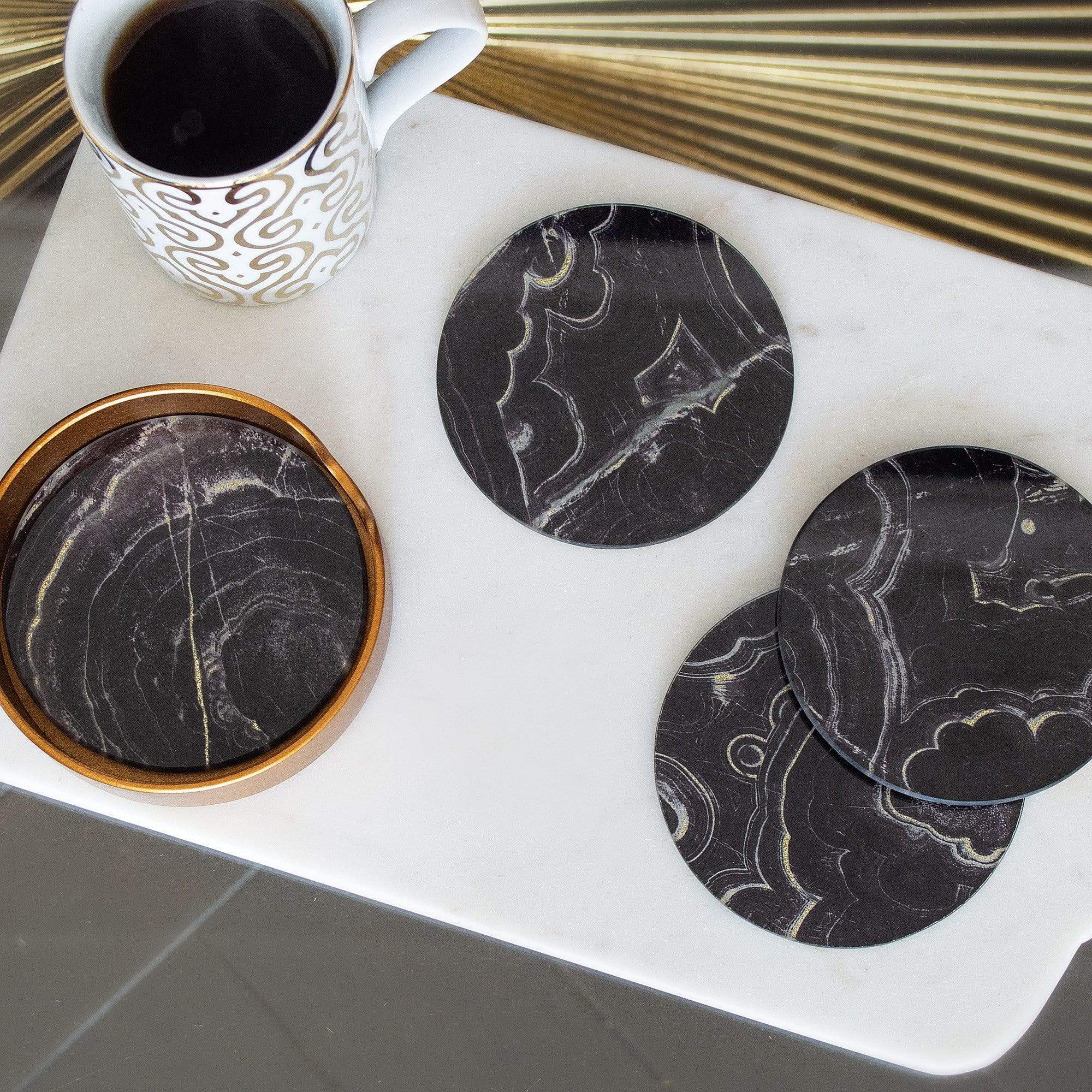 Black Marbled Coasters